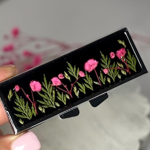 Pill Box Organizer  6 Slot Travel Pill Case  Resin Pillbox with Dried Flowers  Cute Pocket Pill Holder  Small Pill Container Gift