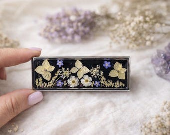 Caixa de comprimidos de flores secas, estojo de viagem com 6 compartimentos, caixa de comprimidos de resina feita à mão