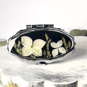 Floral Mini Pill Organizer: Handmade Travel Pill Case with Dried Flowers