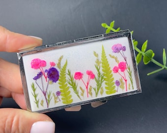 7-Tage-Pillendose, Floral Resin Pill Box: Getrocknete Blumen, Wochen-Organizer