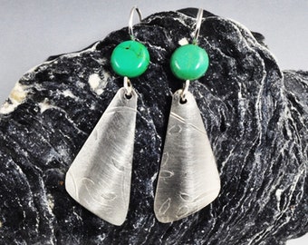 Leaf and Branch earrings - Sterling silver, turquoise