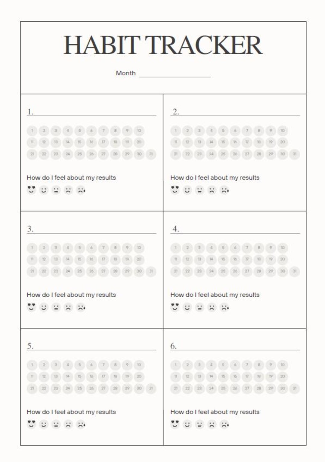 Monthly Habit Tracker - Printable Fitness & Wellness Habit Log - Daily ...