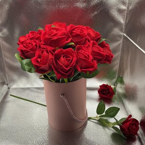 Huge ROSES bouquet, 18 velvet-silk soap roses, handmade flowers in the Pink Box, gift for mother, grandmother, girlfriend, coworker, boss