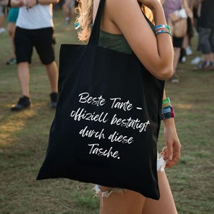 Best Aunt Fabric Bag | Tote Bag Shopping Bag Made of Cotton Vintage Bag with Saying Carrier Bag Shoulder Bag Sustainable Shopping Bag