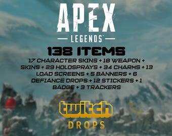 Apex Legends Twitch Drops - 138 Items - Skins(17) | Weapons(18) | Other(103)