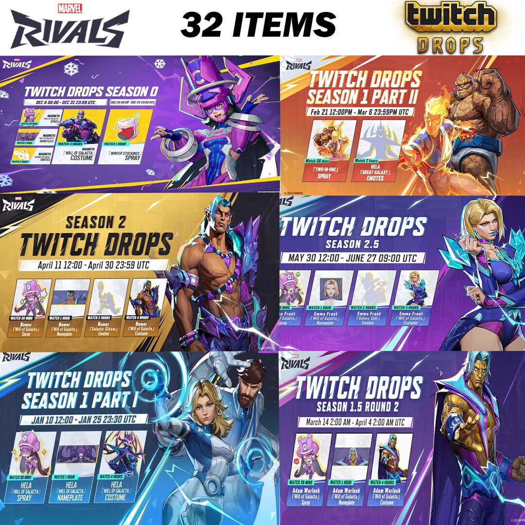 Israel Marvel Rivals Marvel Rivals Twitch Drops - All Available 32 Items - 7 Costumes + 9 ...