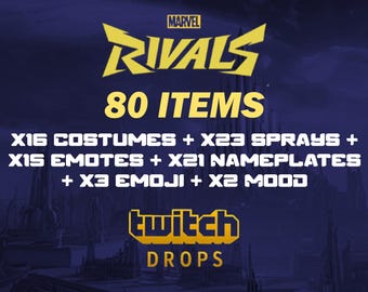 Marvel Rivals Twitch Drops - All Available 80 Items - 16 Costumes + Name Plates & SPRAYS, EMOTES