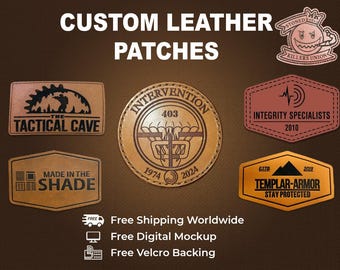 Individuell gravierte Lederpatches - Logo, Name oder Design