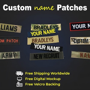 Custom Embroidered Name Patches – Military, Tactical, Work Uniforms (Velcro Backing)