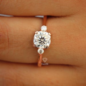 Cushion Cut Moissanite Diamond Engagement Ring, 1 Carat Solitaire Ring, 14k Rose Gold Diamond Ring, Alternative Ring, Women&#39;s Promise Ring