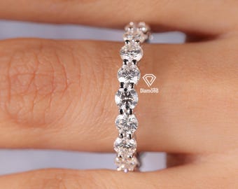 Veretta nuziale con diamanti coltivati in laboratorio: anello coordinato con fascia impilabile Full Eternity da 3,5 mm