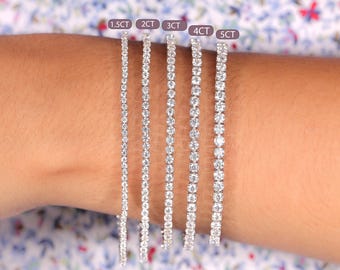 Bracciale tennis con diamanti creati in laboratorio, in argento sterling a quattro griffe, regalo di nozze per lei