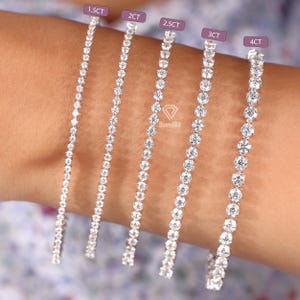 1.0 - 10CT Lab Grown Diamond Bracelet, 14k Solid Gold Diamond Tennis Bracelet, 3 Prong Tennis Bracelet, Stackable Bracelet, Wedding Bracelet