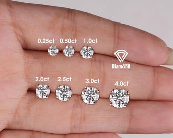Lab Grown Diamond Stud, 0.50-5.0 Carat Diamond Earrings, IGI Certified Diamond Studs, 4Prong Martini Earring Gift, Diamond Earrings For Her