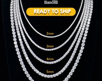 Collana tennis con moissanite / Gioielli in argento sterling con diamanti creati in laboratorio