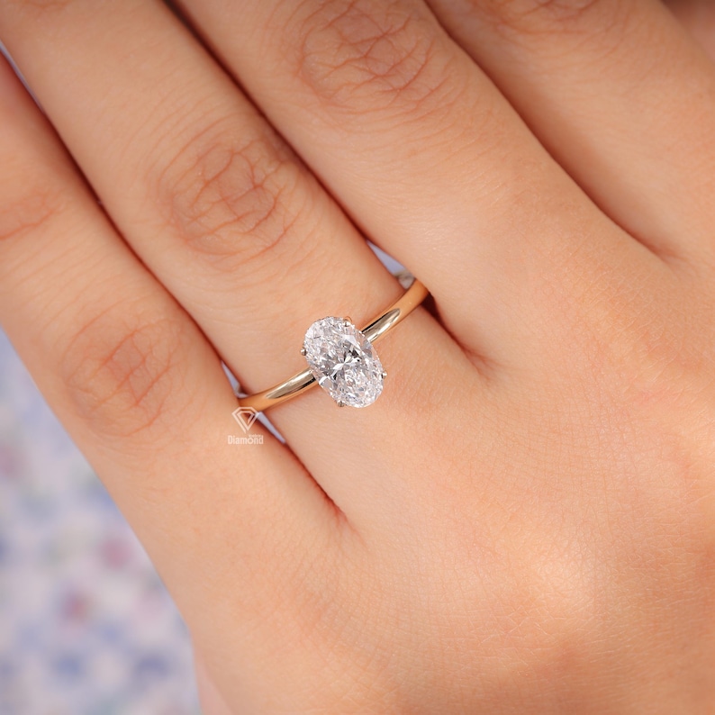 Oval Lab Grown Diamond Hidden Halo Engagement Ring