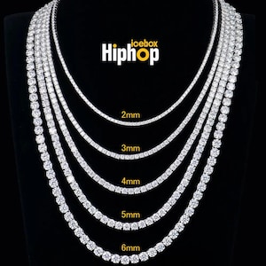Lab Grown Diamond Tennis Necklace, 3mm To 6mm Round Cut Diamond, 16&quot;-24&quot; Length, 14K Gold Lab Grown Diamond, Perfect For Her/Him