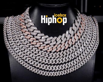 Catena e bracciali con diamanti Moissanite da 6-25 mm, bracciale/catena con maglie cubane ghiacciate, girocollo con diamanti creati in laboratorio, gioielli hip hop, regalo per lei/lui