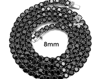 Schwarze Moissanite Diamant Halsketten, schwarzer Diamant Choker, 3-8 mm VVS1 Schwarze Moissanite Silber Tennis Kette und Armbänder, Hip Hop Schmuck