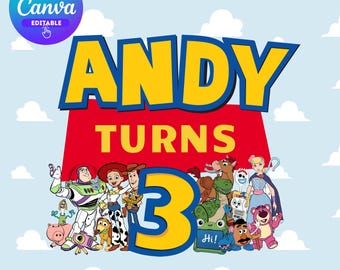 Custom Toy Story Birthday Name, Editable Toy Story PNG, Toy Story Custom Logo Name,  Logo Canva Template, Birthday Shirt,