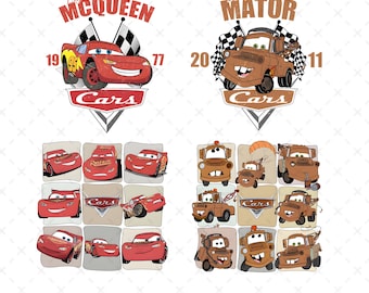 Retro Cars Png, , Lightning McQueen Png,  Retro Tow Mater Png, Cars Png, Tow Mator Cars Png, Retro Moter Png, Digital File