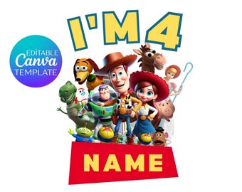 Editable Toy Story PNG, I'am Birthday, Toy Story Png, Birthday shirt, Toy Story Name, Edit the name and age