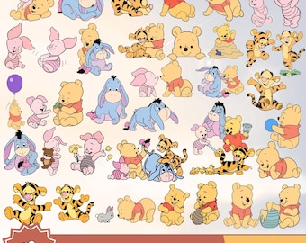 Winnie the Pooh Clipart Bundle, Baby Shower Sublimation (Digital File)