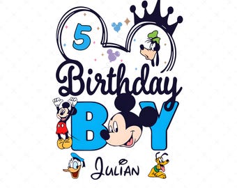Personalized Name and Age Mickey Mouse Birthday Boy Png, Custom Birthday Boy Gift, Birthday Boy Png, Custom Mickey Png