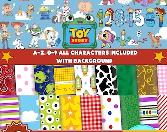 Woody Buzz Doodle Alphabet Svg Png Bundle, Toy Story Font, Toy Story Digital Papers, Birthday Party Design, Toy Story Clipart, Digital File