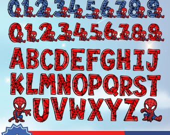 Spider Alphabet, Spidey & Amazing Friends Alphabet and Numbers, Spidey Letters Set, Spider Clipart, Spidey Alphabet Bundle, Instant Download