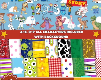 Woody Buzz Doodle Alphabet Svg Png Bundle, Toy Story Font, Toy Story Digital Papers, Birthday Party Design, Toy Story Clipart, Digital File