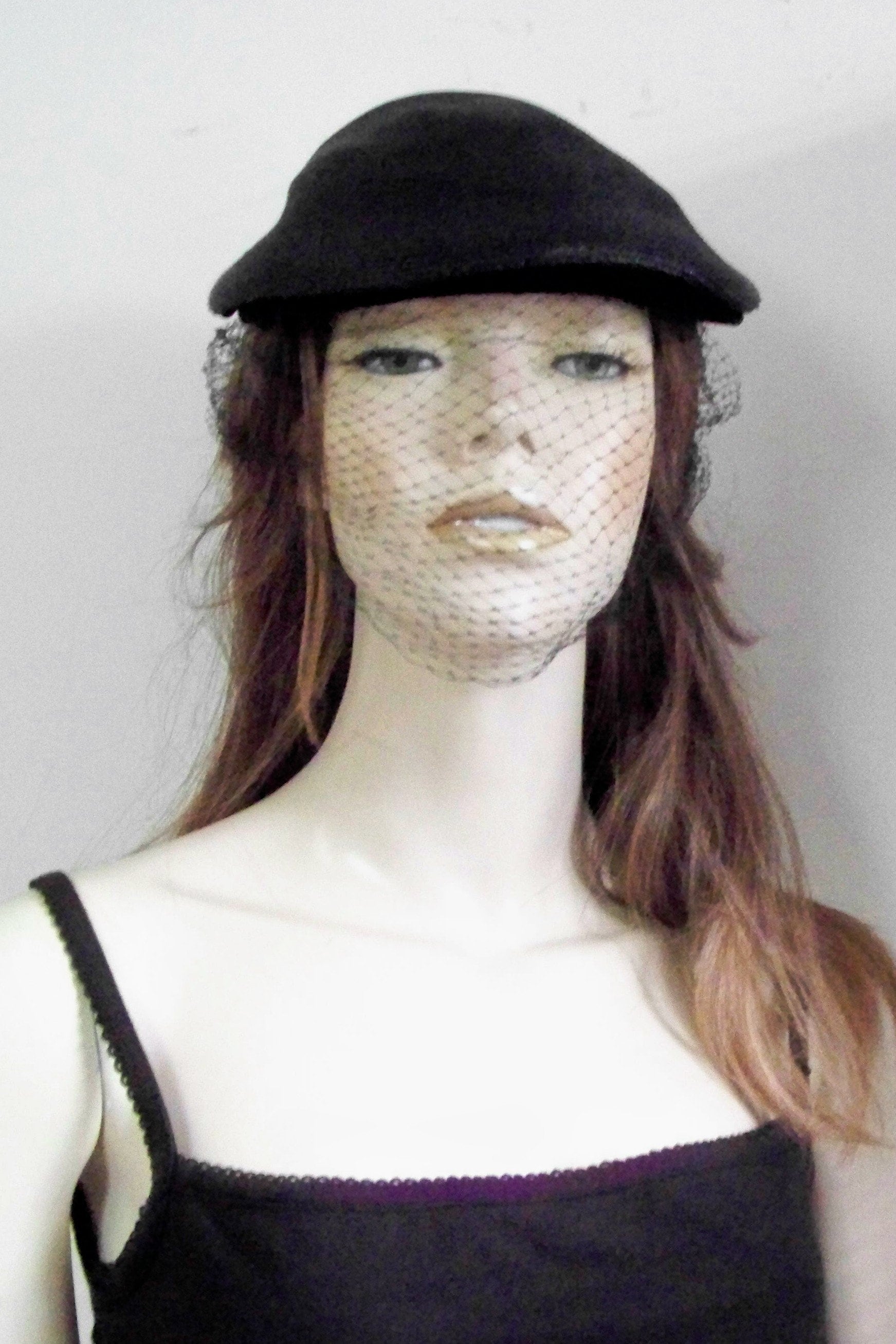 Buy Vintage Eva Mae Circa 40s Black Straw W/net Veil, + 
