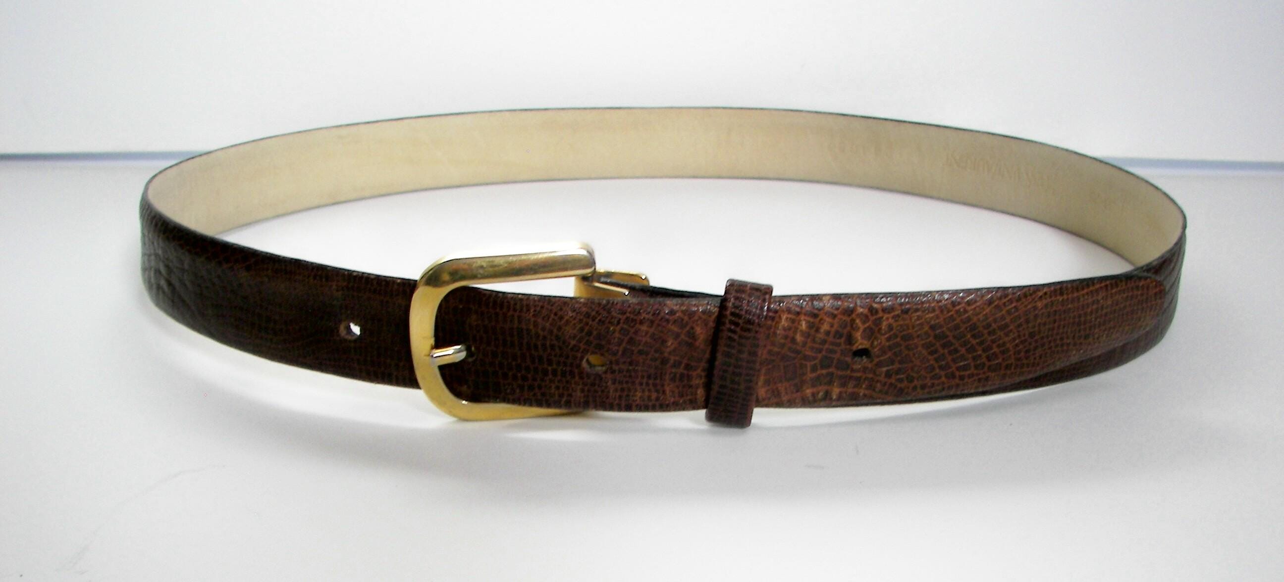 Yves Saint Laurent Vintage Snake Embossed Brown Leather 