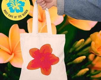 Hawaii tote bag, plumeria tote bag, Hawaii gift, Hawaii vacation bag, beach bag, gifts for gardeners, coconut girl accessories, beach vibes