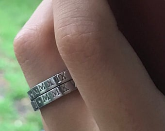 Valentine's Gift Stacking Name Ring Gift For Mom Mother's Day Gift Personalized Name Ring Personalized Jewelry Gift for Mom Typewriter Names