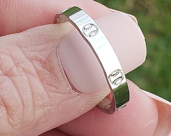 Stamped Baseball Pattern Ring · Gold or Silver Dainty 3mm Stacking Band · Sports Mom Jewelry · Game Day Gift · Softball Ring For Her