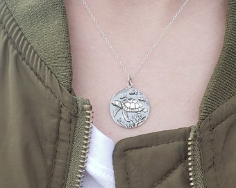 Sterling Silver Sea Turtle Necklace: Recycled Metal Charm