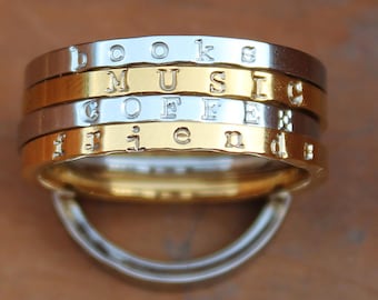Personalized Family Name Ring · Gold or Silver Children Name Band · Mama Stacking Jewelry · Mother Day Gift · Custom Kids Name Ring Stacker