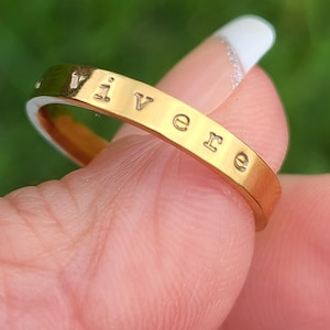 Memento Vivere Ring • Hand Stamped Latin Philosophy Band • Stainless Steel Daily Reminder Stacking Ring
