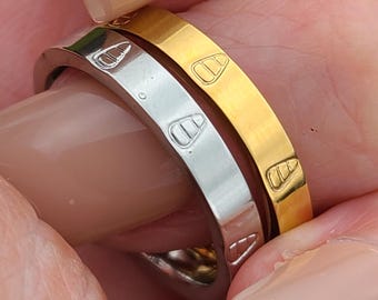Anillo estampado con diseño de caramelos de maíz, banda de acero inoxidable, joyería de otoño y Halloween.