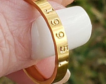 Hand Stamped Ring • Personalized Stainless Steel Band, Custom Word Ring