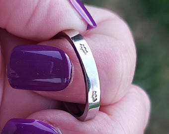 Bat Eternity Ring - Hand Stamped 3mm Stainless Steel Stacking Band