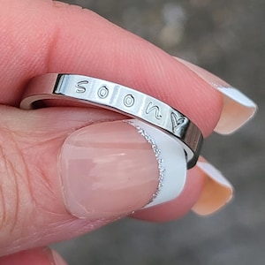 Soon Heart Ring • Hand Stamped Stainless Steel Band • Fertility Hope Reminder
