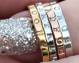 Personalized Christian Ring: Hand Stamped Religious Stainless Steel Band