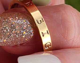 Custom Stamped Stainless Steel Name Ring • Personalized Jewelry