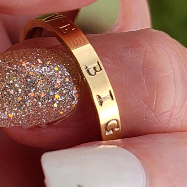 Custom Stamped Stainless Steel Name Ring • Personalized Jewelry