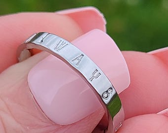 Minimalist Promise Ring - Always Hand Stamped 3mm Silver or Gold Tone Jewelry