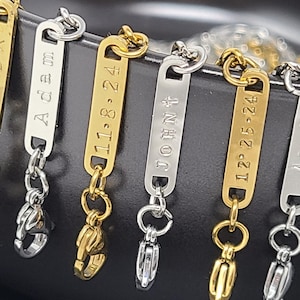 Personalized Engraved Chain · Men&#39;s Stainless Steel Chain Necklace · Custom Stamped Chain · Waterproof Jewelry · Couple’s Necklace