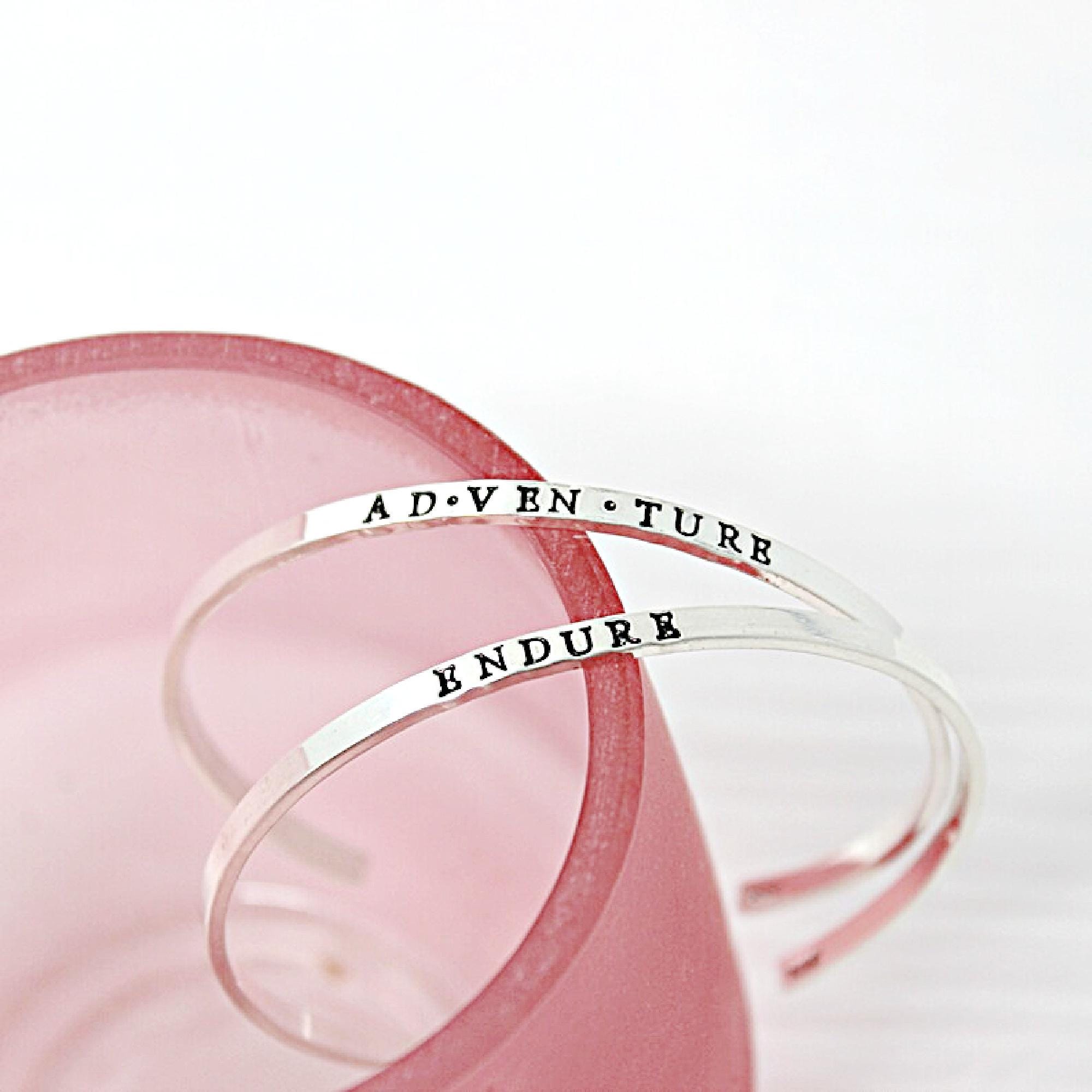 Custom Sterling Cuff Bracelet – “and so She Wanders” or Your