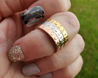 Hand Stamped Name Ring: Personalized Stackable Stainless Steel